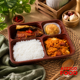 Baked Spaghetti, Bangus Inasal, Plain Rice, Dessert Bento Meal