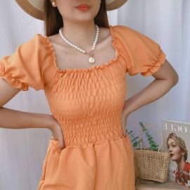 Smocking Romper Mustard