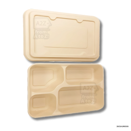 4 division SUGARCANE Meal Tray 22x28x4cm - 200 PCS