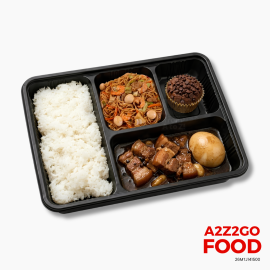 Birthday Noodles, Chinese Adobo with Egg, Plain Rice, Dessert Bento Meal