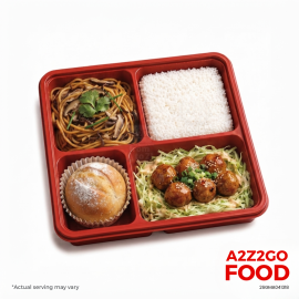 Birthday Noodles, Tsukune Yakitori with Cabbage Slaw, Plain Rice, Dessert Bento Meal