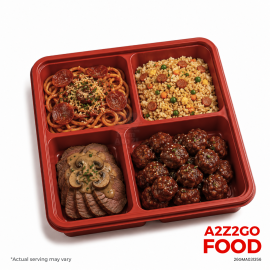 Chinese Fried Rice, Chorizo Pasta, Honey Sesame Chicken, Roast Beef with Mushroom