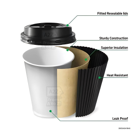 SET- Coffee Cup Double Wall (Short) - 8oz - 500 PCS