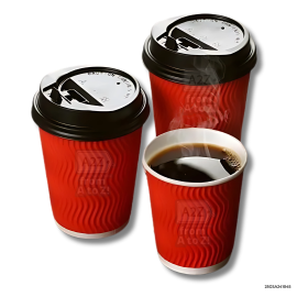 SET - Coffee Cup Rippled Wall (Short) - 8oz - 25 PCS