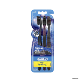 Oral B Toothbrush Charcoal White Toothbrush | x 3