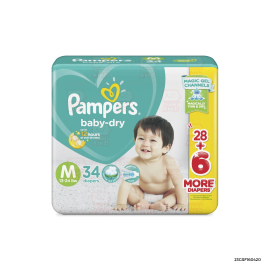 Pampers Baby Dry Taped Value Diaper | Medium x 34