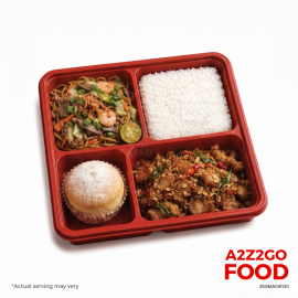 Pansit Habhab, Cereal Pork, Plain Rice, Dessert Bento Meal