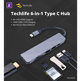 Techlife 6-in-1 Type C Hub