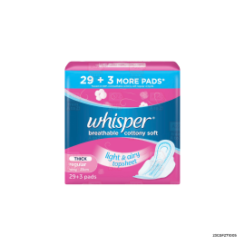 Whisper Cottony Clean Regular Sanitary Napkin with Wings | x 32